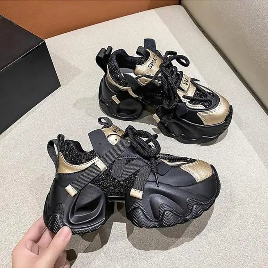 Y2k Metallic Violet Chunky Sneakers