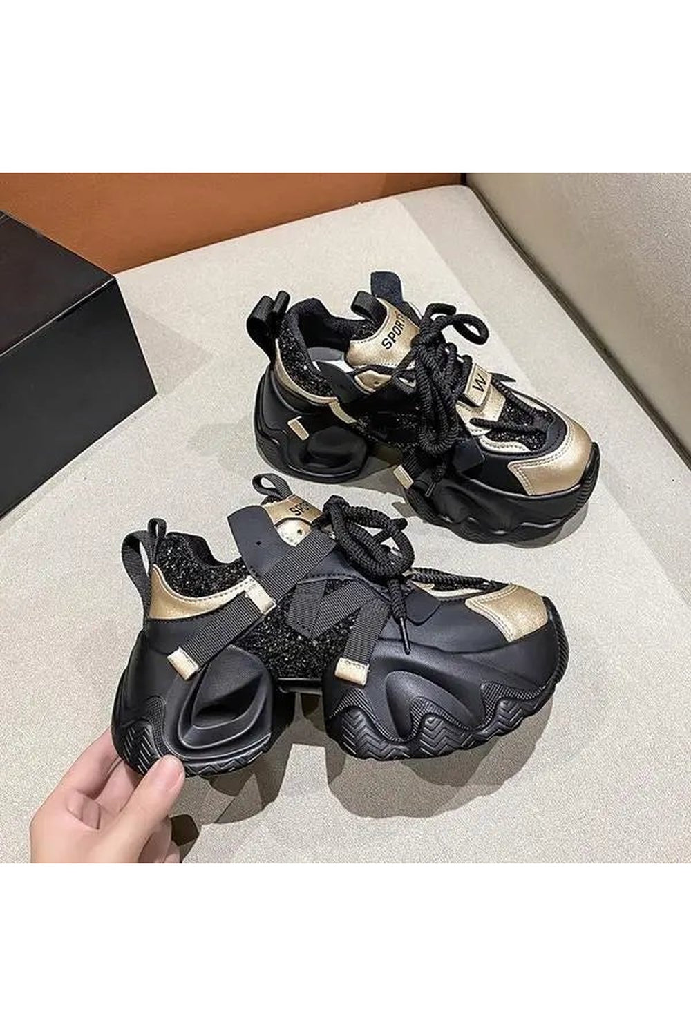 Y2k Metallic Violet Chunky Sneakers