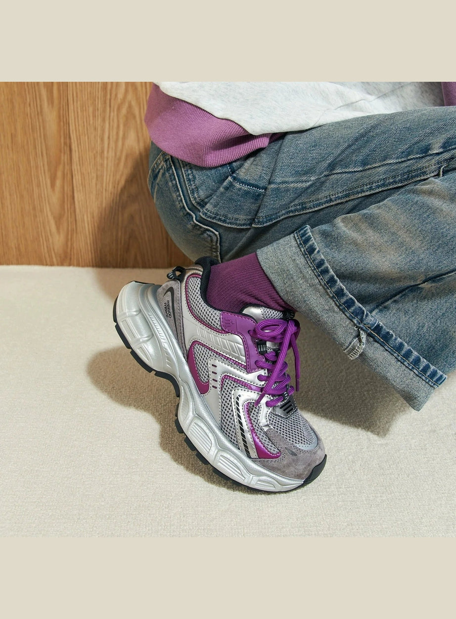 Y2k Metallic Violet Chunky Sneakers