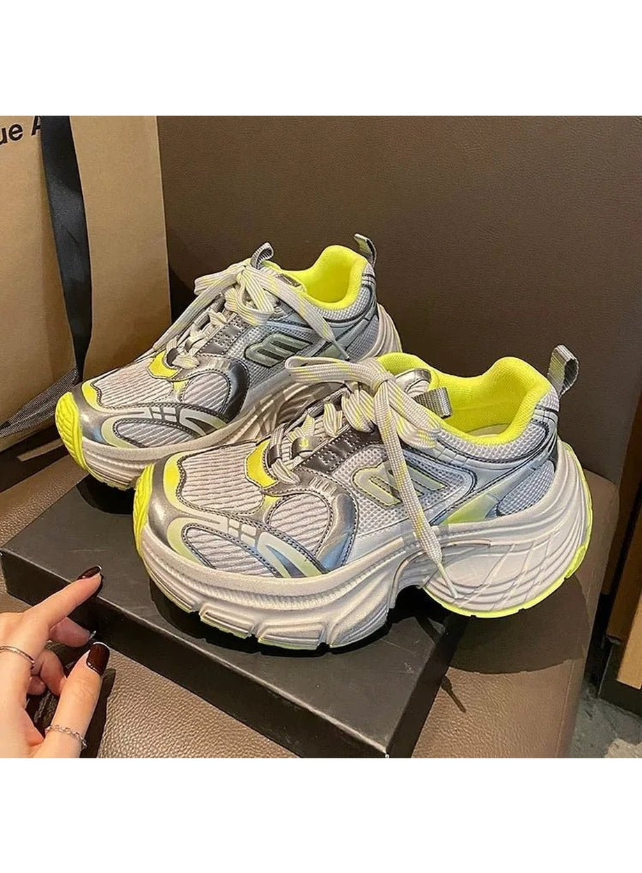 Y2k Metallic Violet Chunky Sneakers