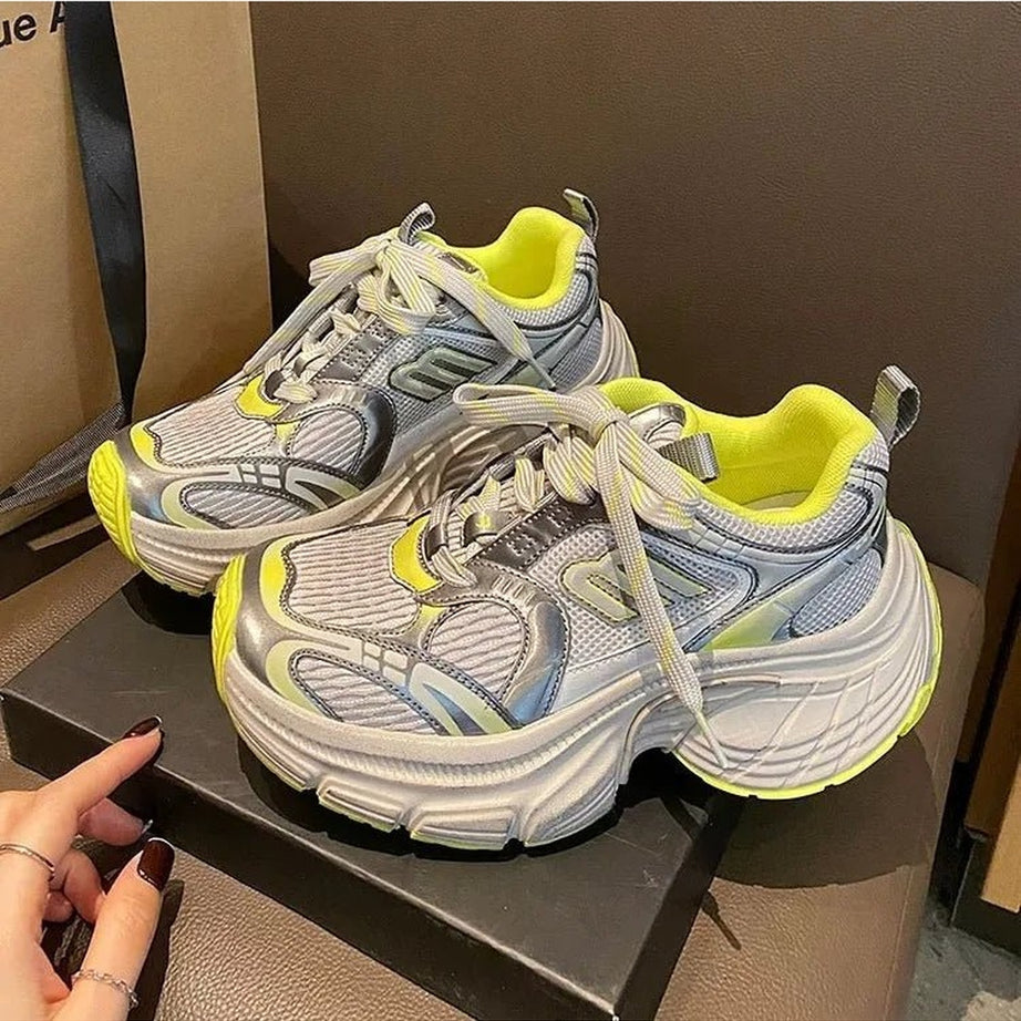 Y2k Metallic Violet Chunky Sneakers