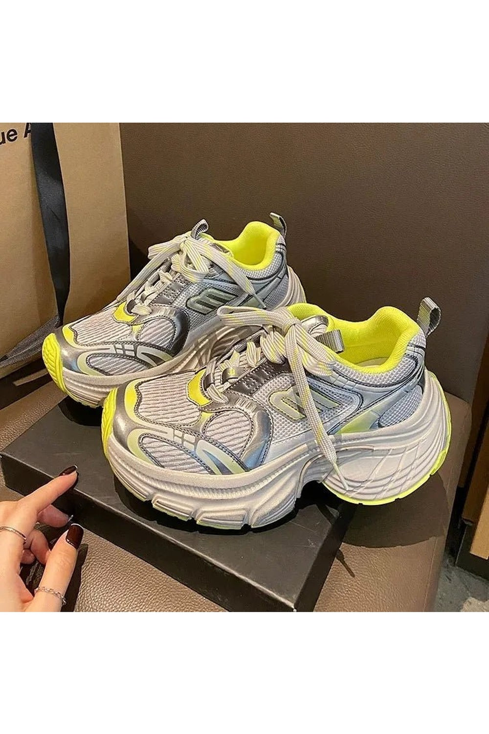 Y2k Metallic Violet Chunky Sneakers