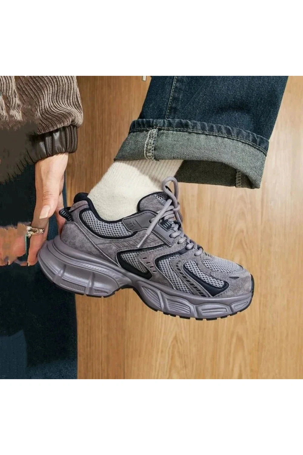 Y2k Metallic Violet Chunky Sneakers