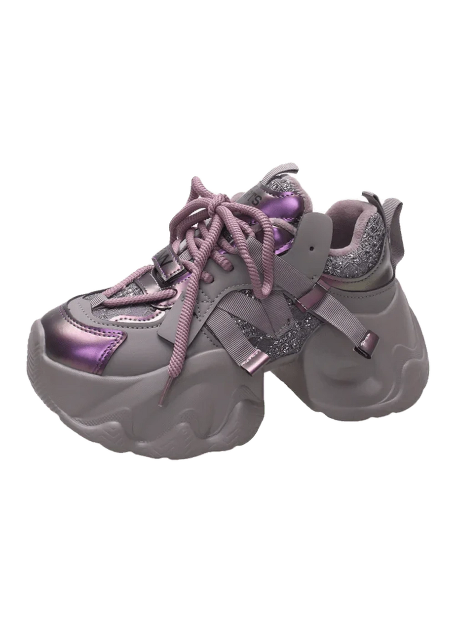 Y2k Metallic Violet Chunky Sneakers