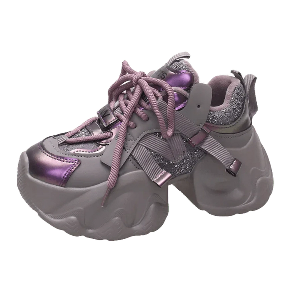 Y2k Metallic Violet Chunky Sneakers