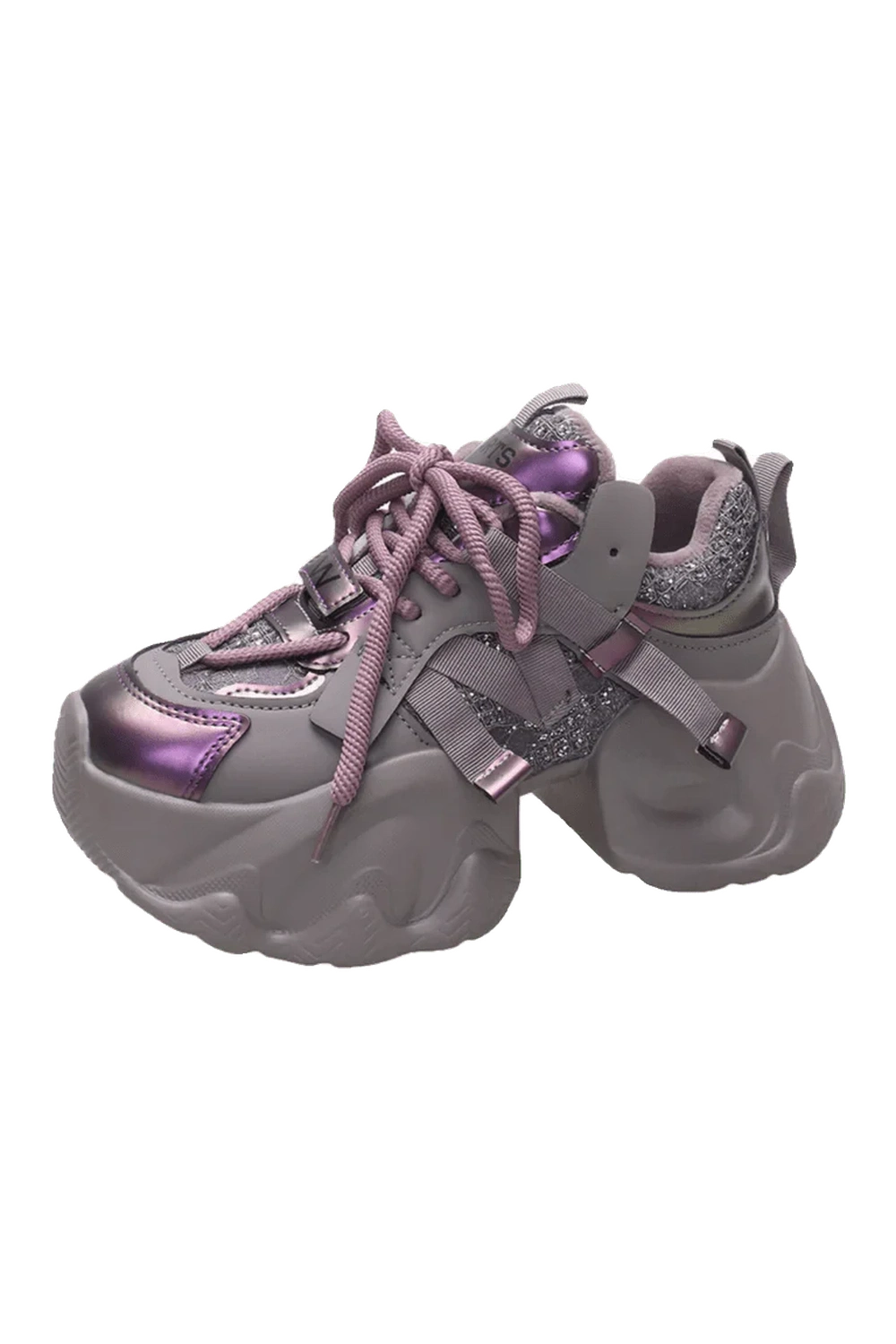 Y2k Metallic Violet Chunky Sneakers