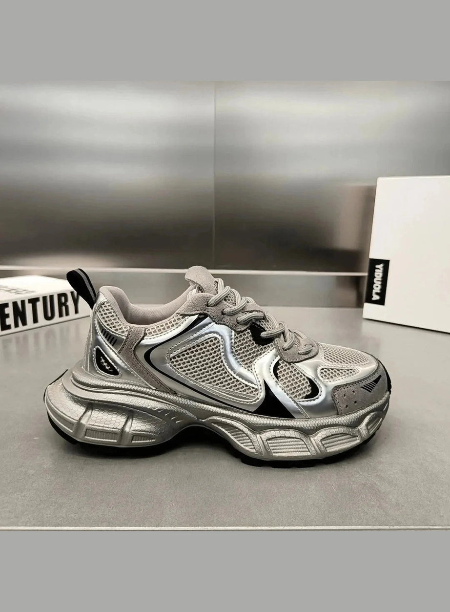 Y2k Metallic Violet Chunky Sneakers