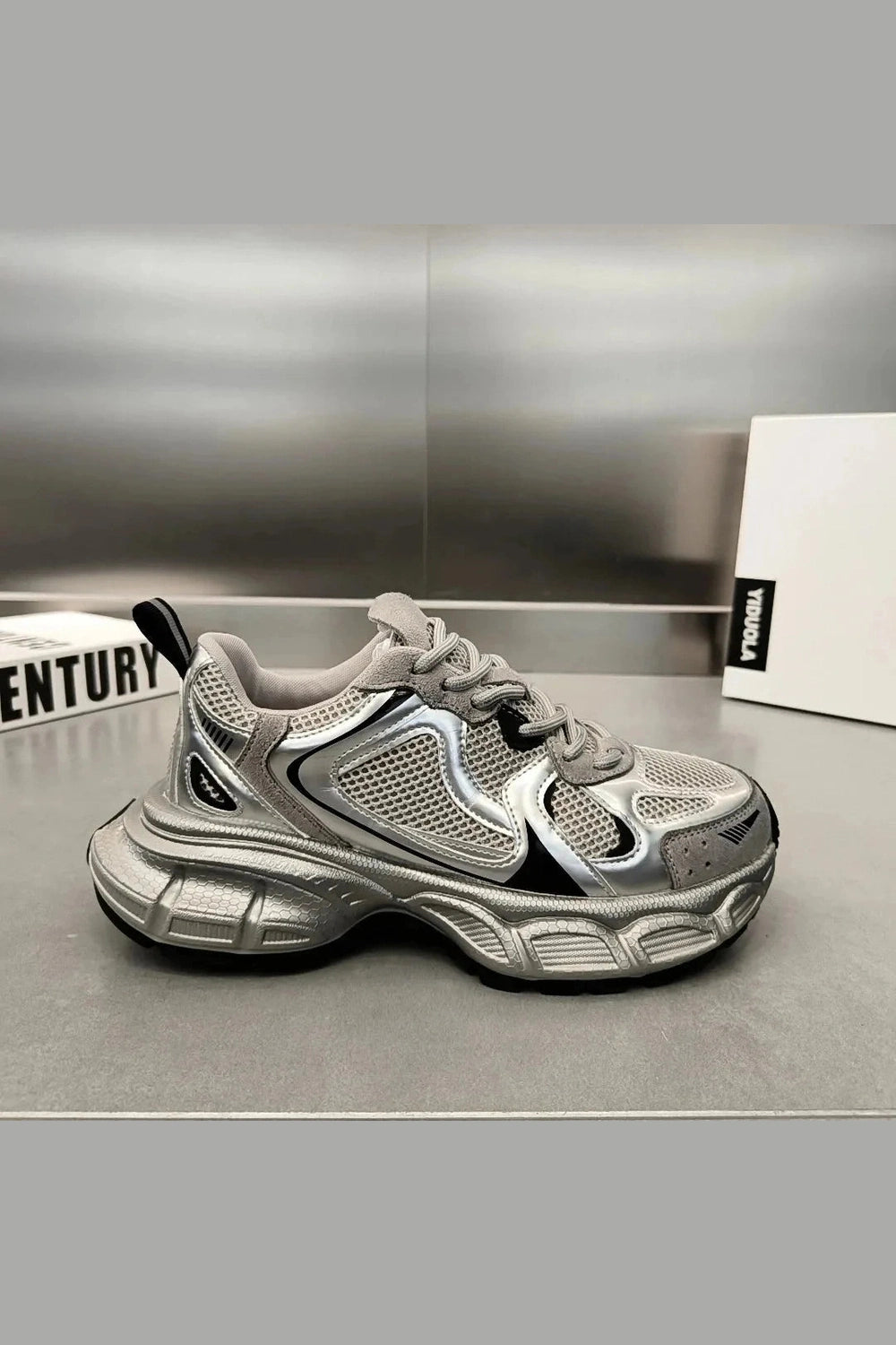 Y2k Metallic Violet Chunky Sneakers