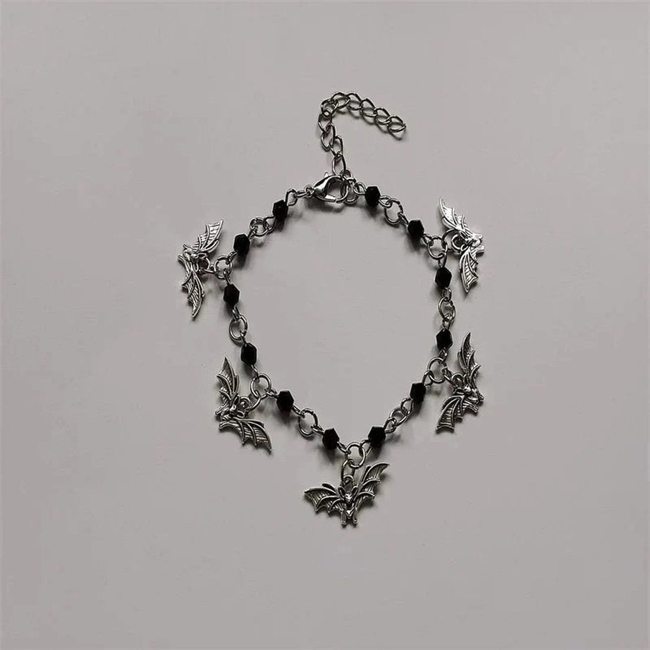 Y2k Midnight Bat Charm Bracelet