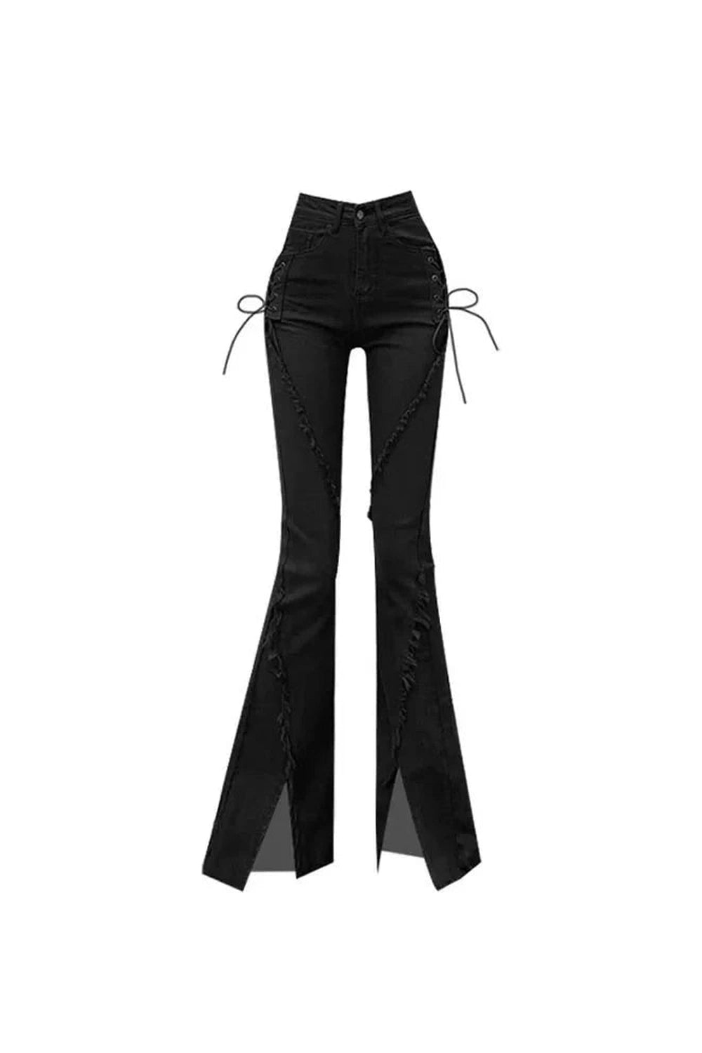 Y2k Midnight Lace-Up Flare Jeans