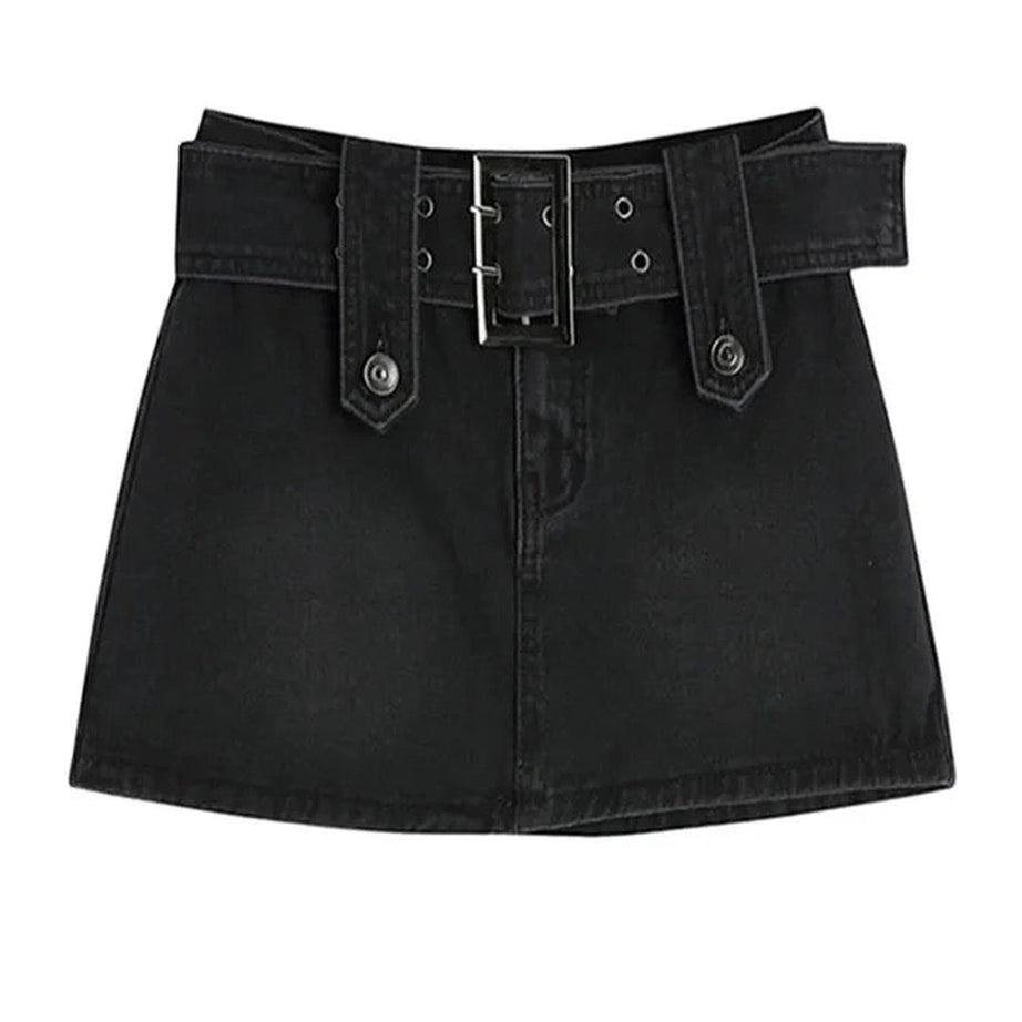 Y2k Midnight Rebel Belted Mini Skirt