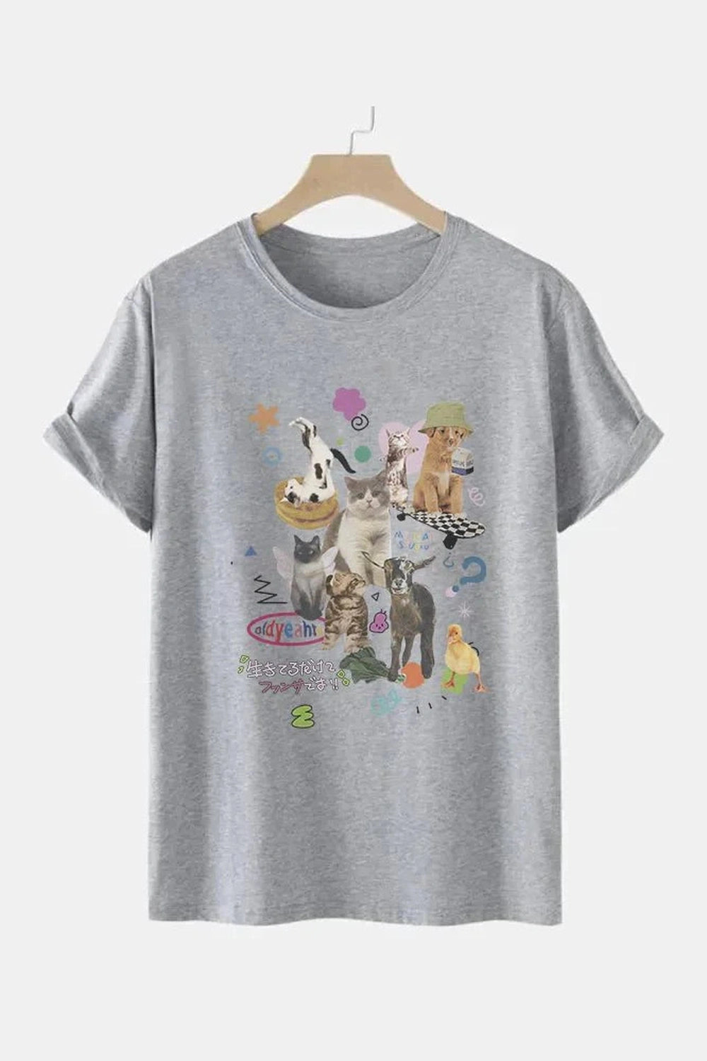 Y2k Milk Cat Graphic Oversized Women's T-shirt