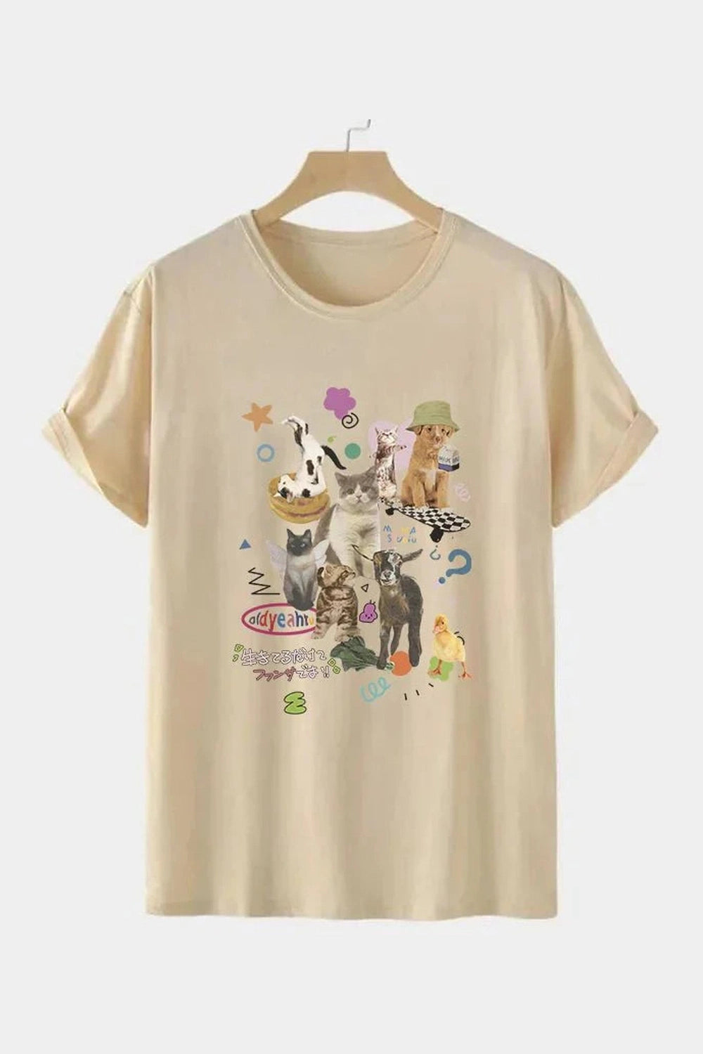 Y2k Milk Cat Graphic Oversized Women's T-shirt