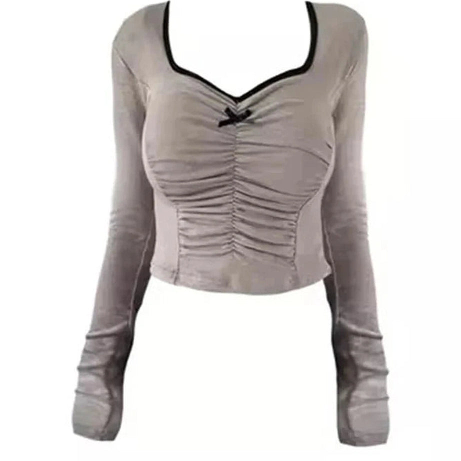 Y2k Mocha Mystique Ruched Top