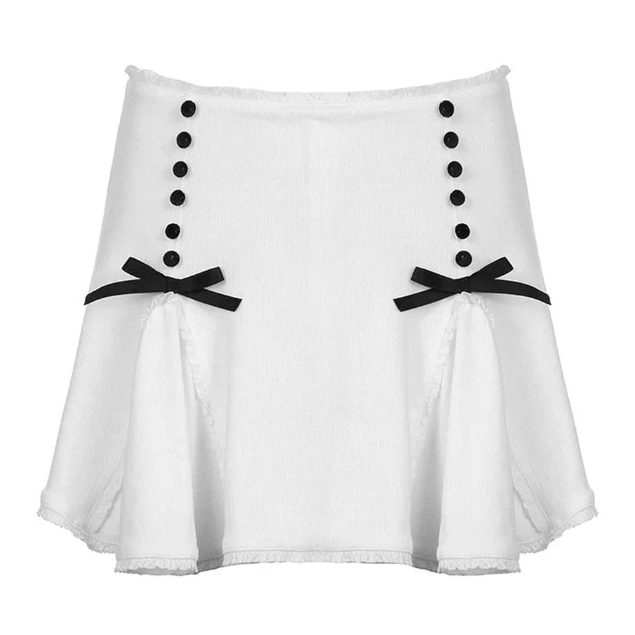 Y2k Monochrome Charm Skater Skirt