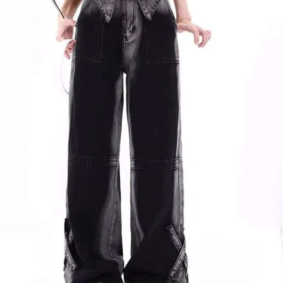 Y2k Monochrome Majesty Wide-Leg Jeans