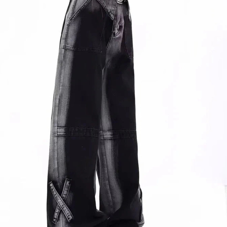 Y2k Monochrome Majesty Wide-Leg Jeans