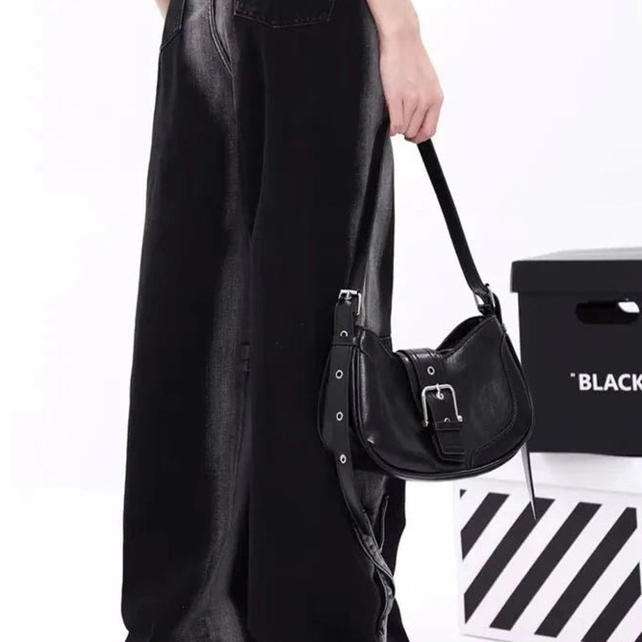 Y2k Monochrome Majesty Wide-Leg Jeans