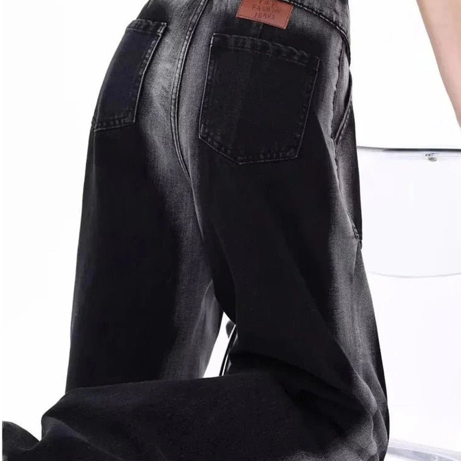 Y2k Monochrome Majesty Wide-Leg Jeans