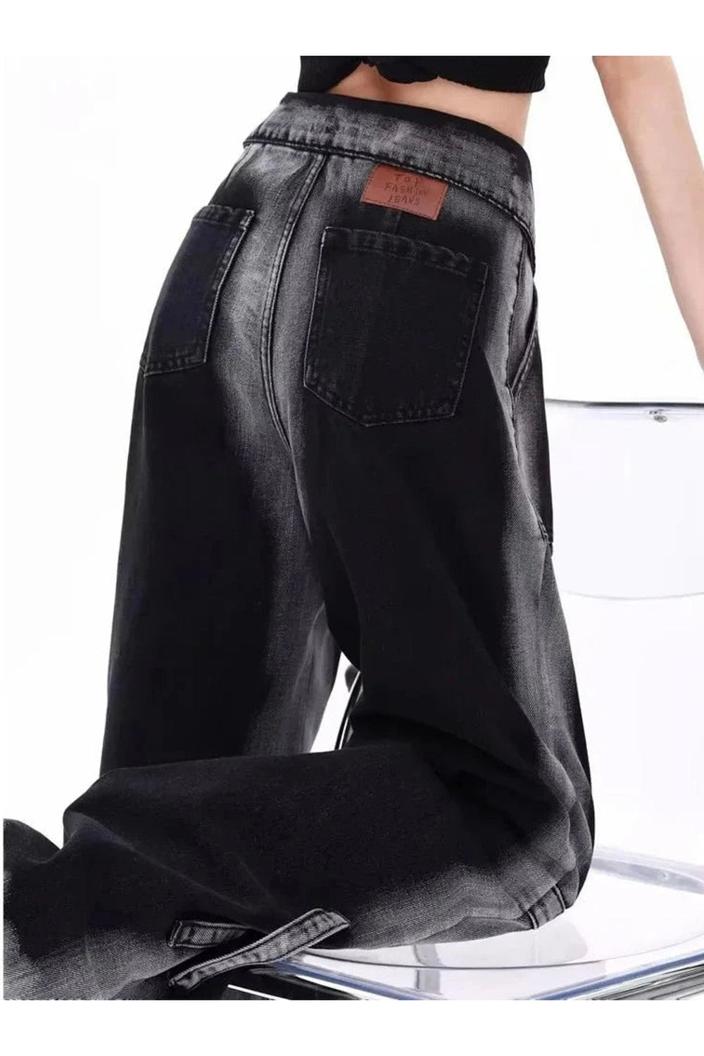 Y2k Monochrome Majesty Wide-Leg Jeans