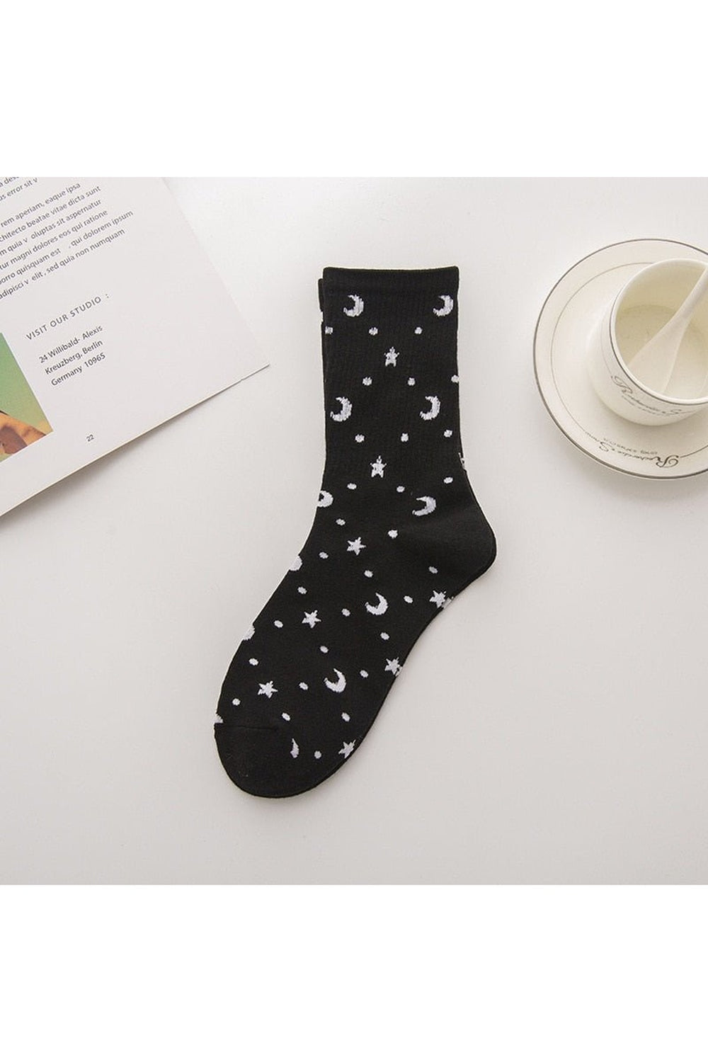 Y2k Moon Cotton Socks