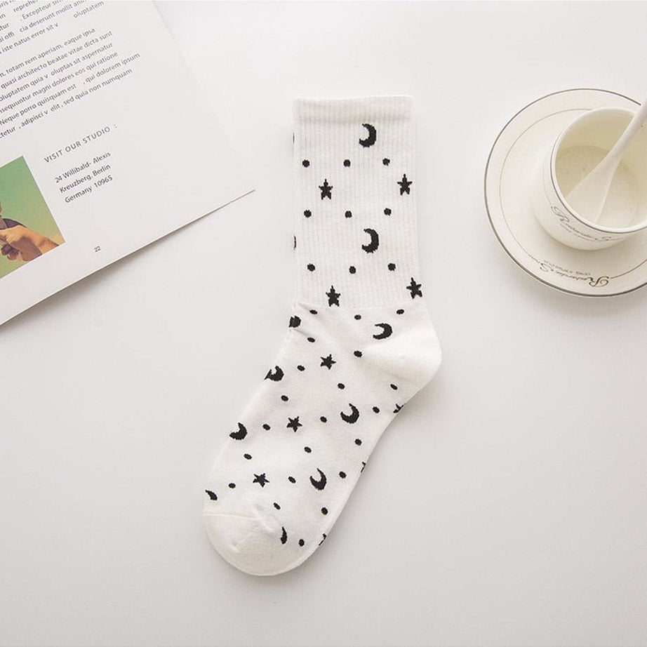Y2k Moon Cotton Socks