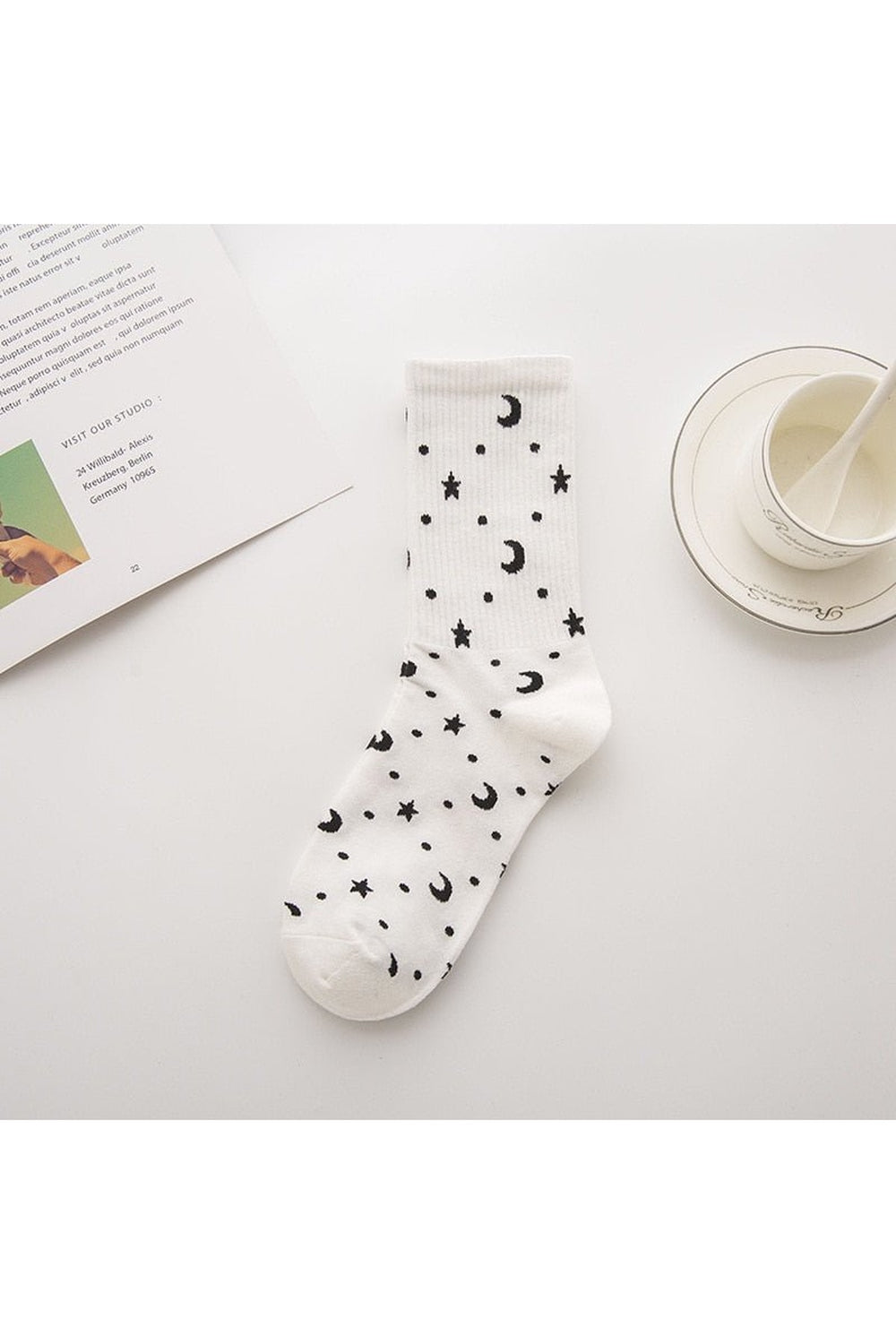 Y2k Moon Cotton Socks