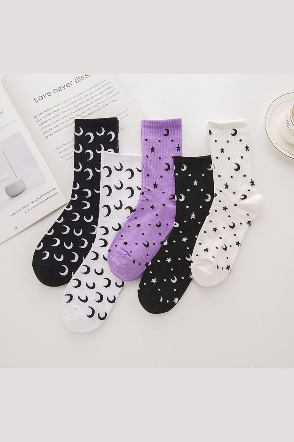 Y2k Moon Cotton Socks