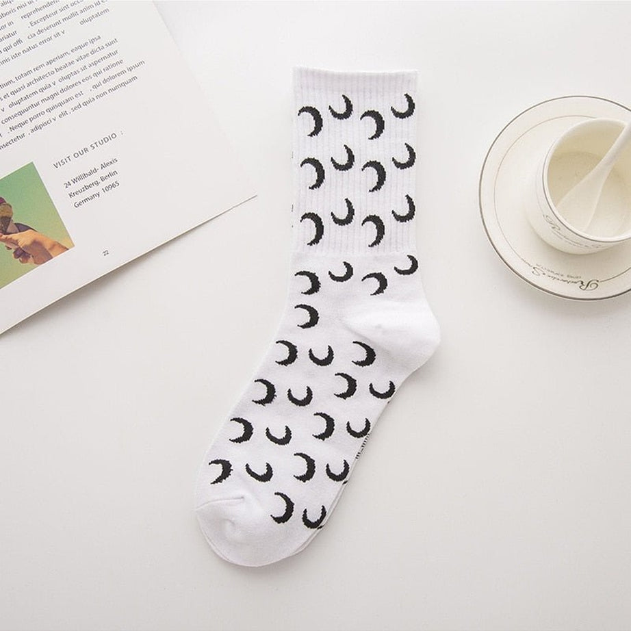 Y2k Moon Cotton Socks