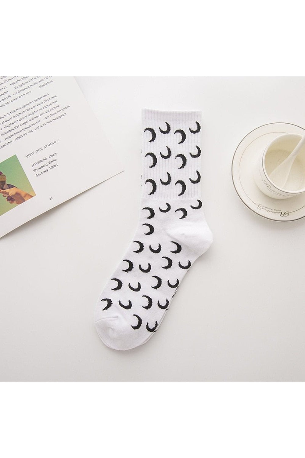 Y2k Moon Cotton Socks