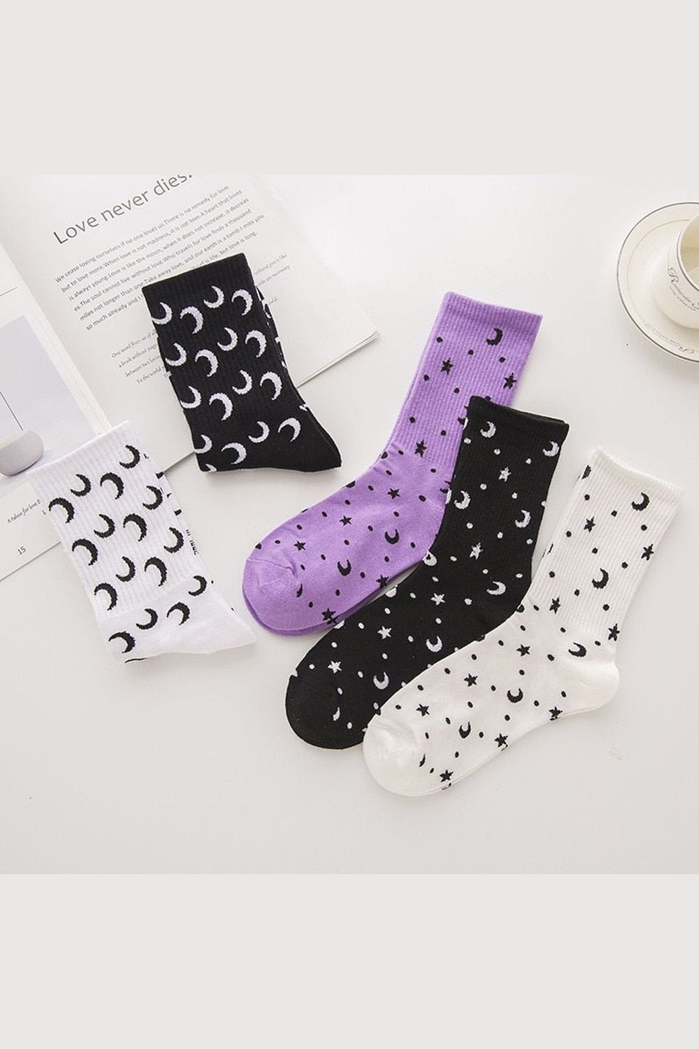 Y2k Moon Cotton Socks