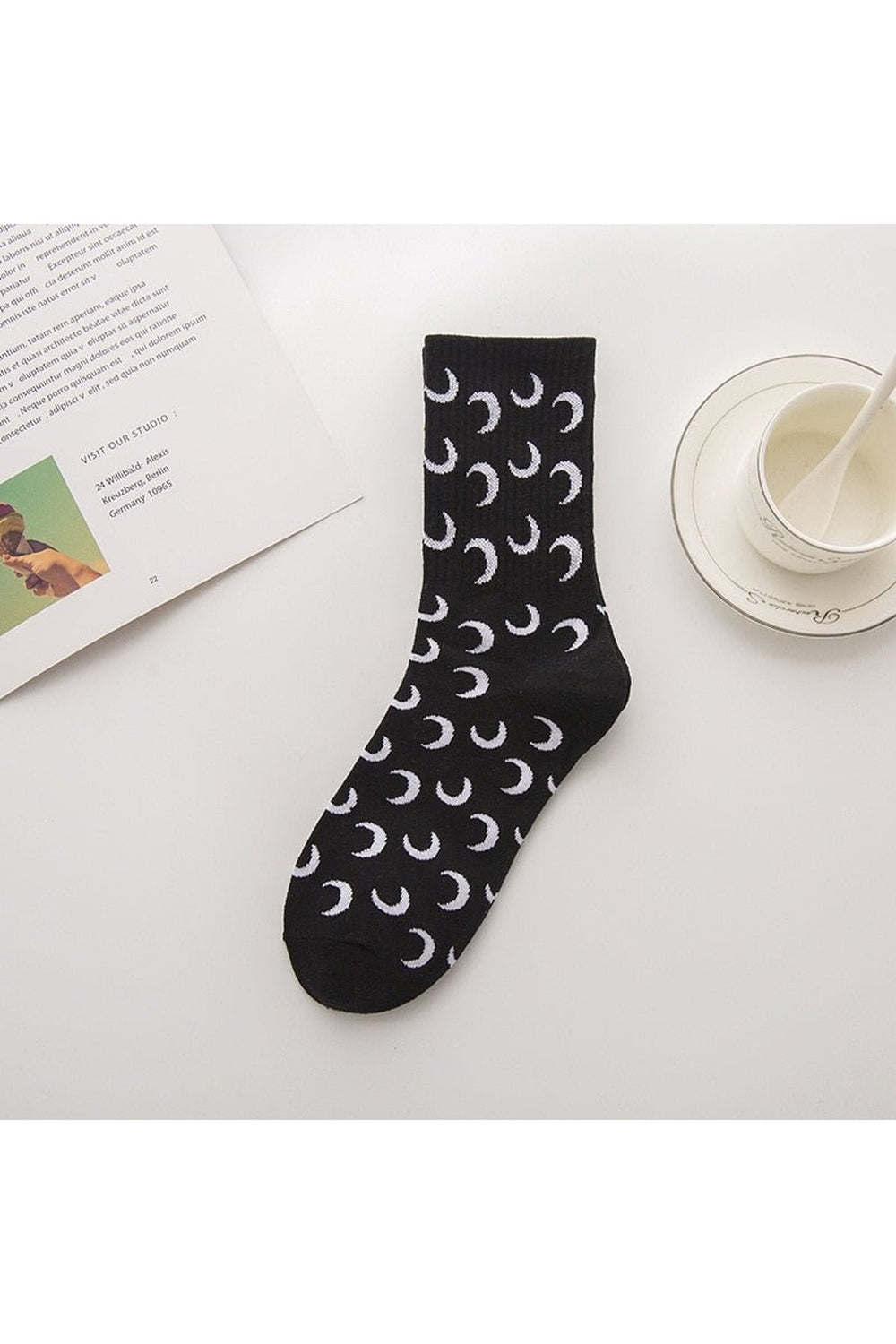 Y2k Moon Cotton Socks