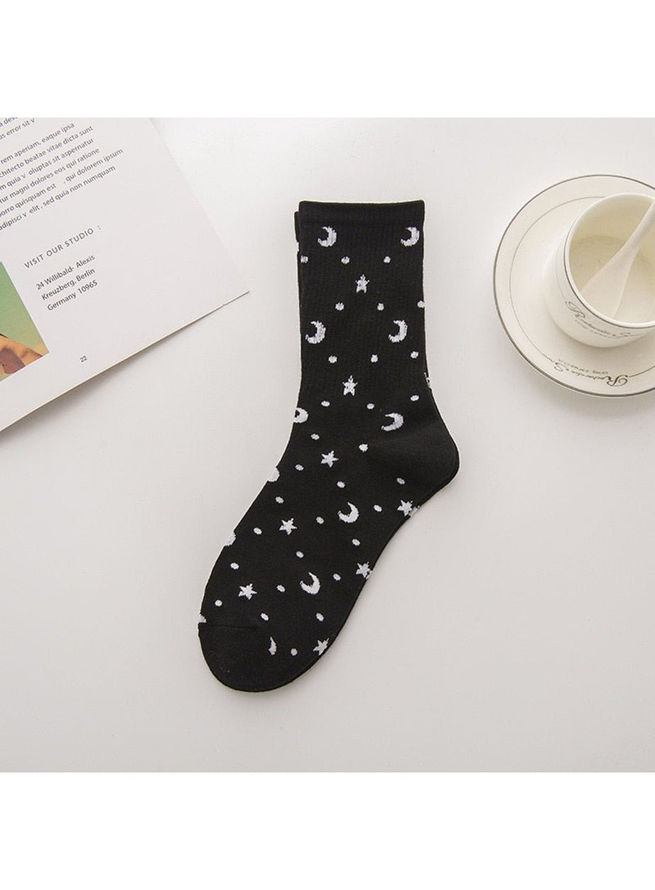 Y2k Moon Cotton Socks