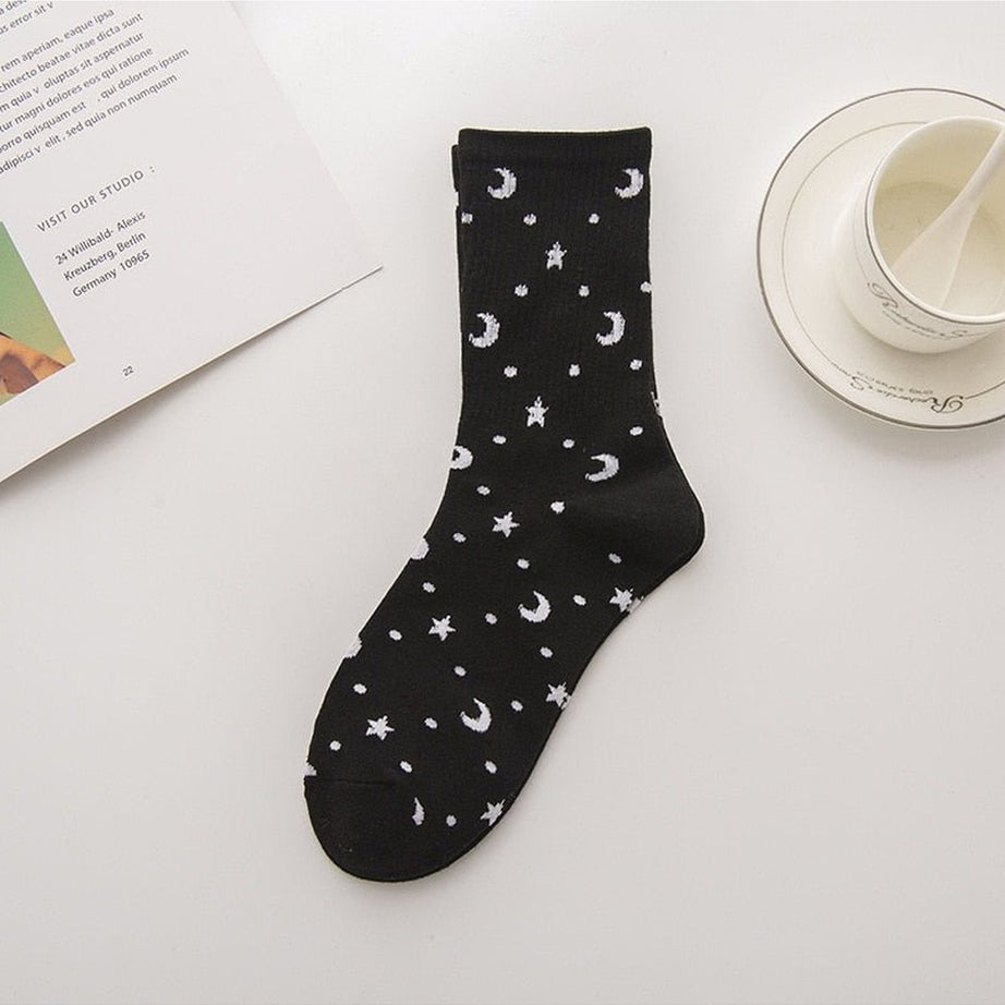Y2k Moon Cotton Socks