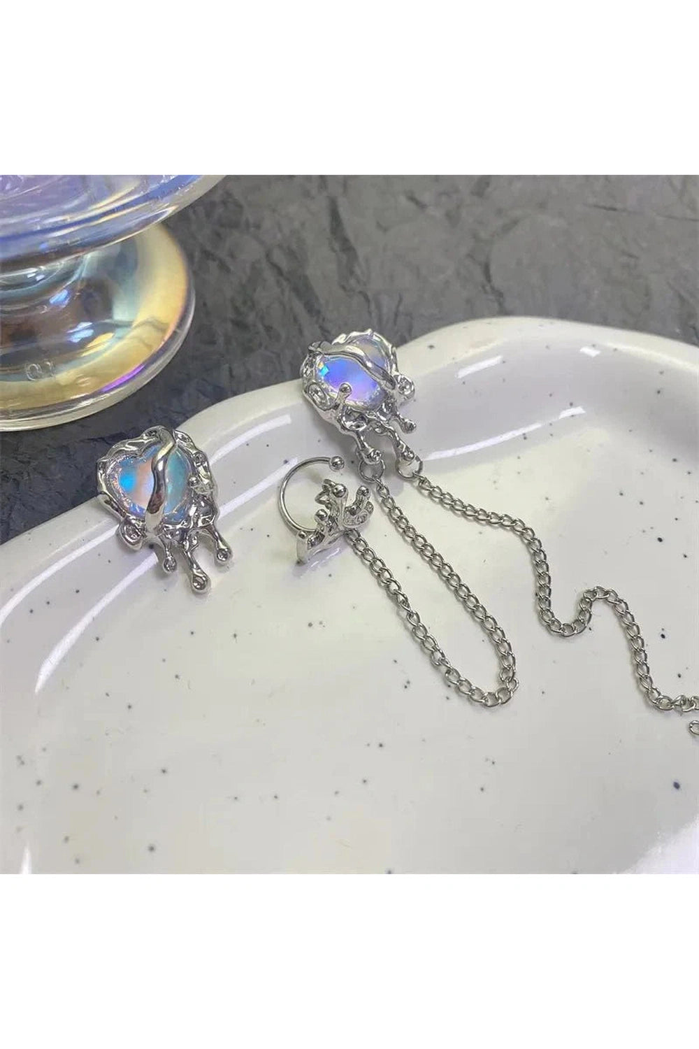 Y2k Moon Tassel Butterfly Drop Earrings