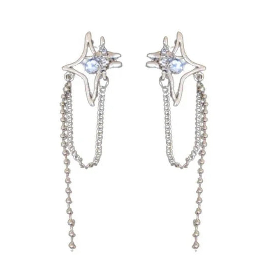 Y2k Moon Tassel Butterfly Drop Earrings