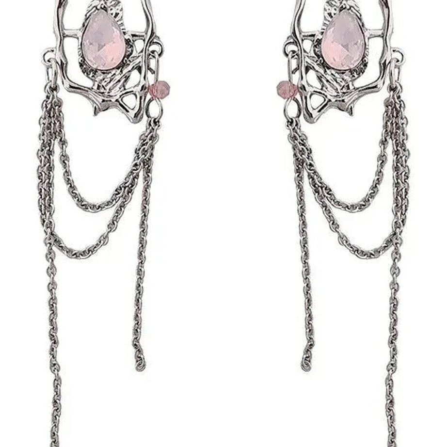 Y2k Moon Tassel Butterfly Drop Earrings