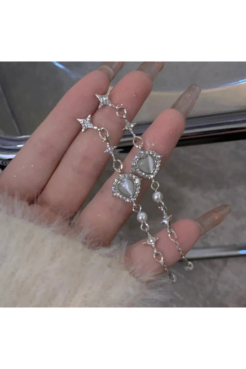 Y2k Moon Tassel Butterfly Drop Earrings