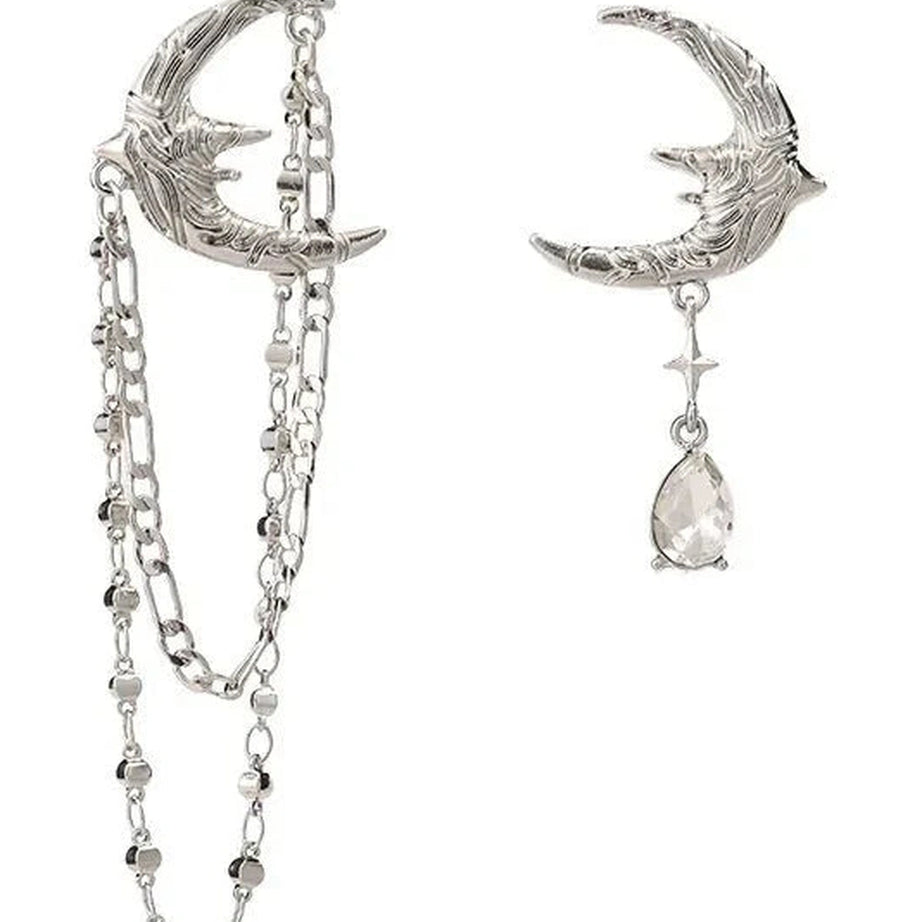 Y2k Moon Tassel Butterfly Drop Earrings