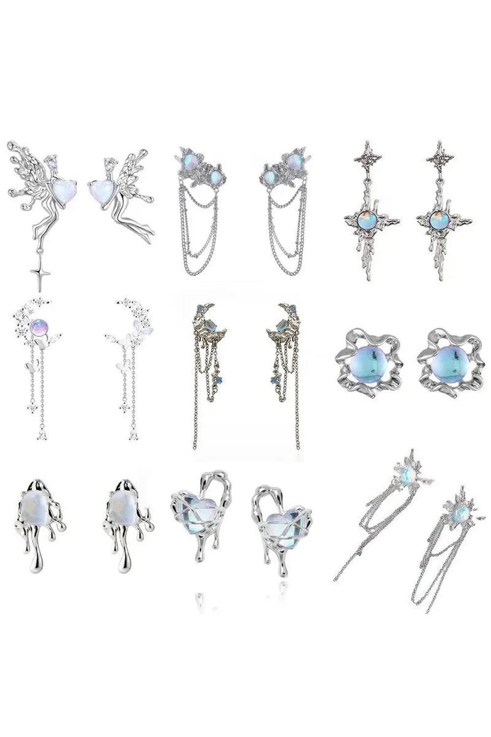 Y2k Moon Tassel Butterfly Drop Earrings