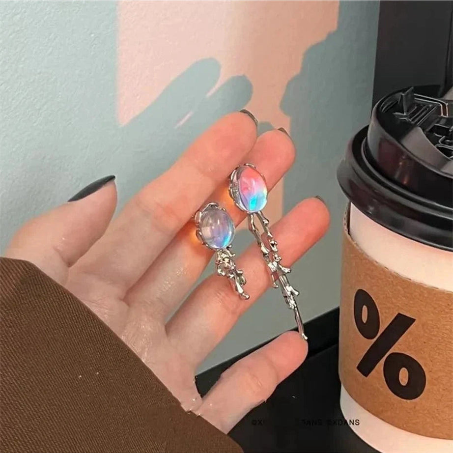 Y2k Moon Tassel Butterfly Drop Earrings