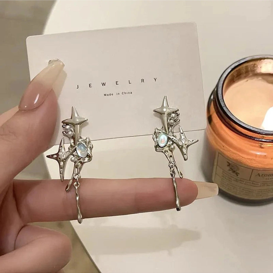 Y2k Moon Tassel Butterfly Drop Earrings