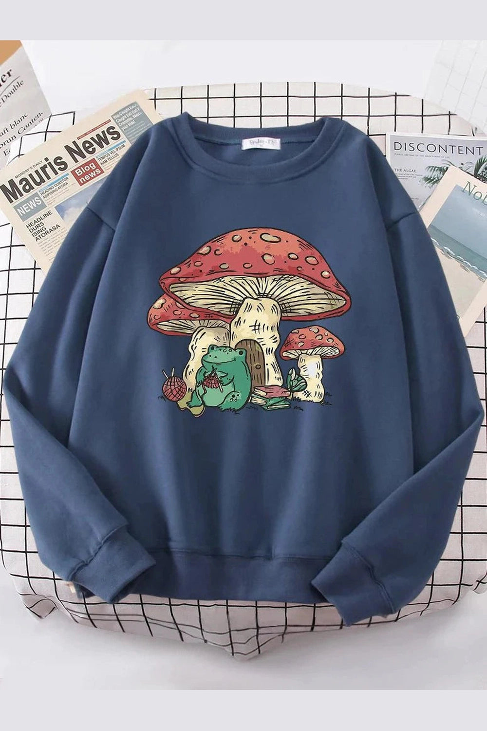 Y2k Mushroom House Frog Oversize Women's Sweatshirt