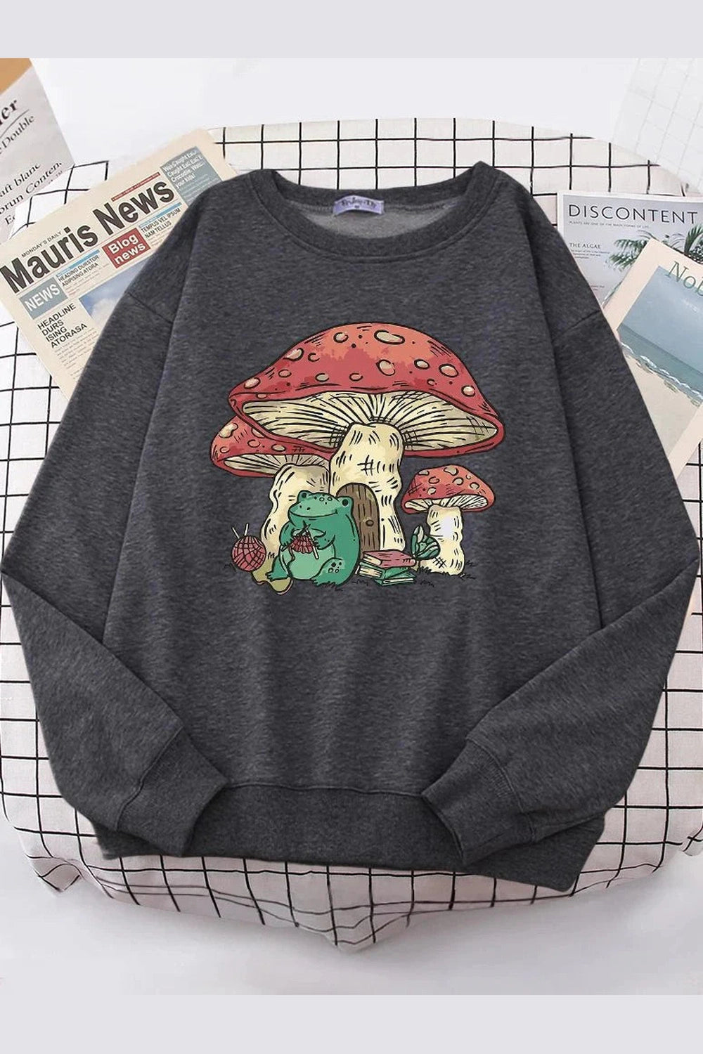 Y2k Mushroom House Frog Oversize Women's Sweatshirt