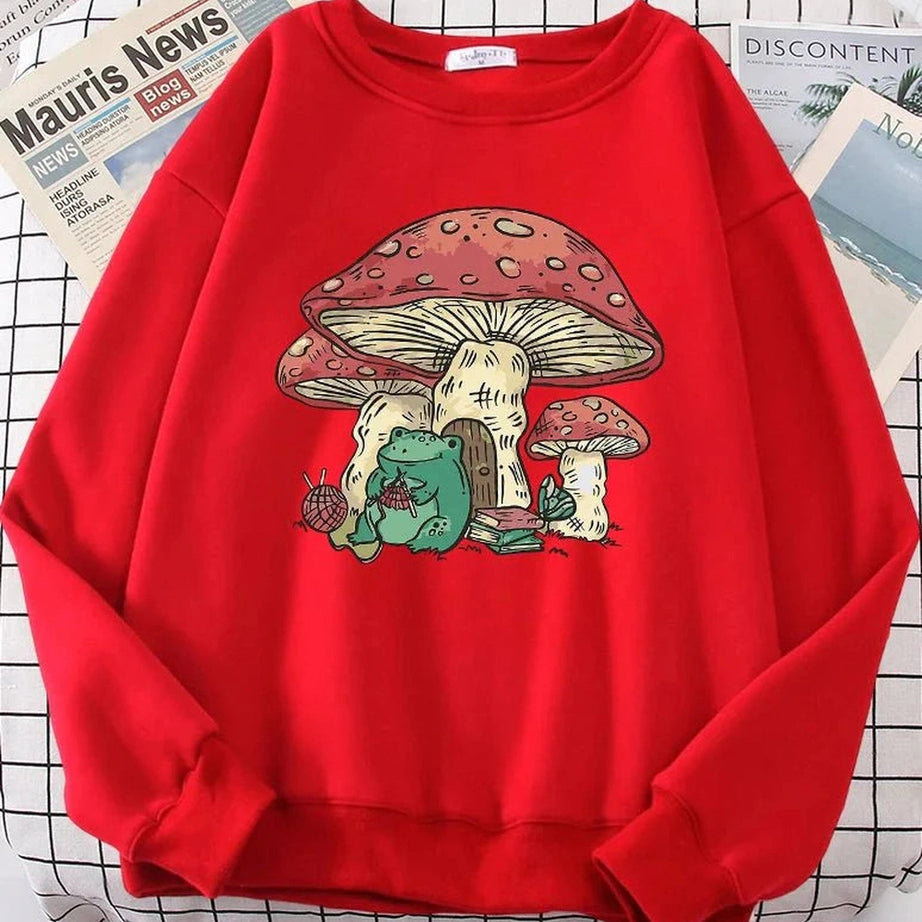 Y2k Mushroom House Frog Oversize Women's Sweatshirt