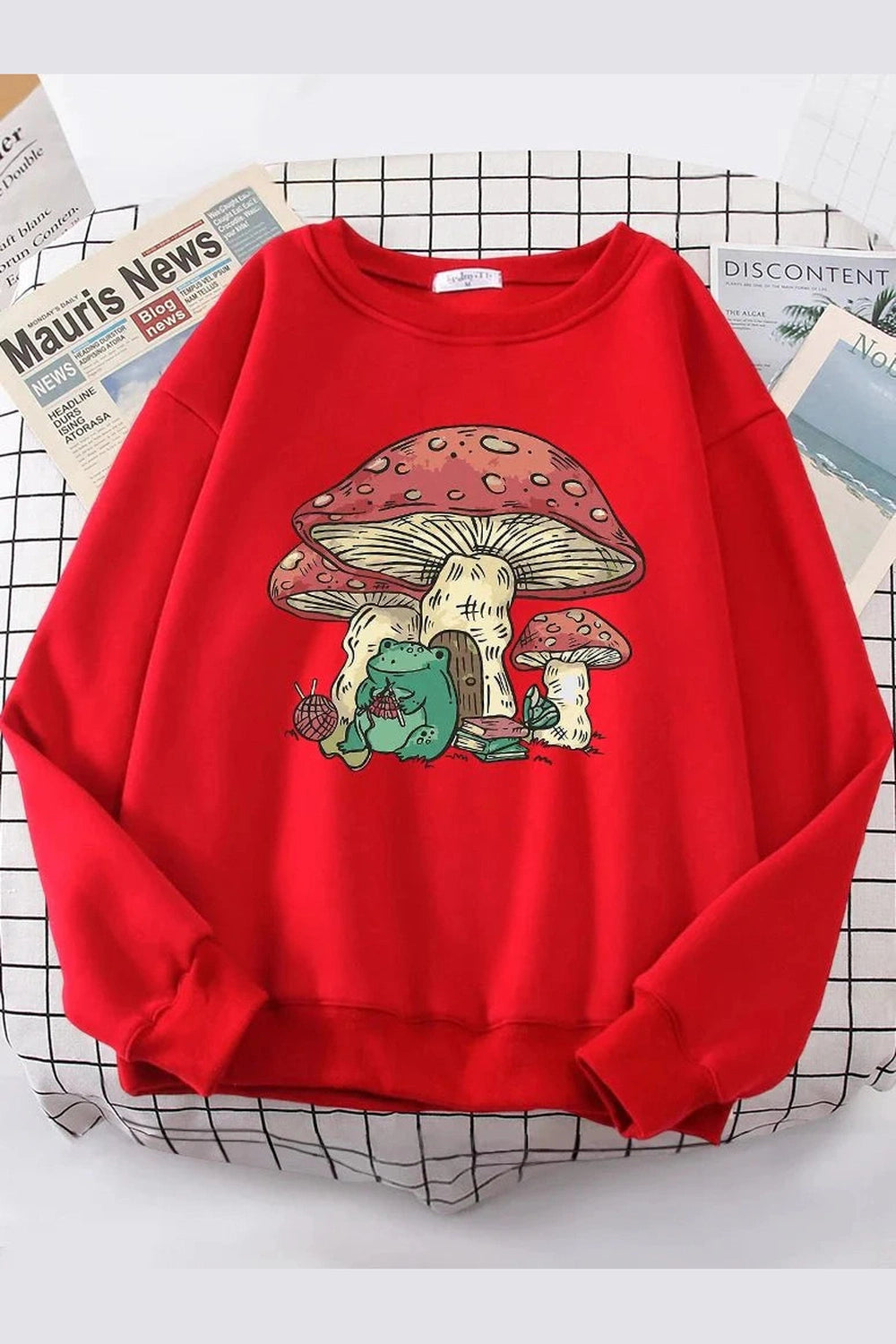 Y2k Mushroom House Frog Oversize Women's Sweatshirt