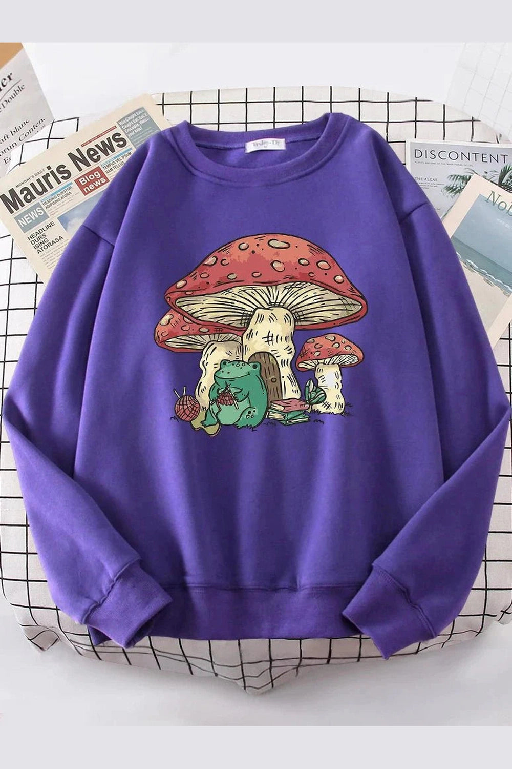 Y2k Mushroom House Frog Oversize Women's Sweatshirt