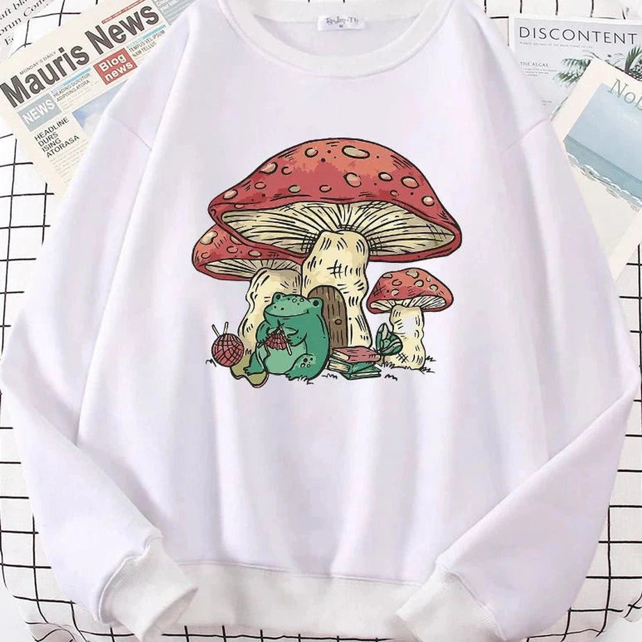 Y2k Mushroom House Frog Oversize Women's Sweatshirt