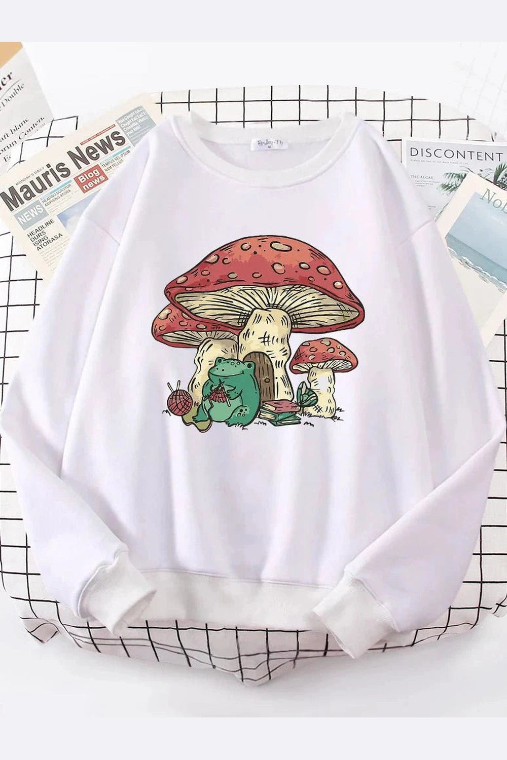 Y2k Mushroom House Frog Oversize Women's Sweatshirt