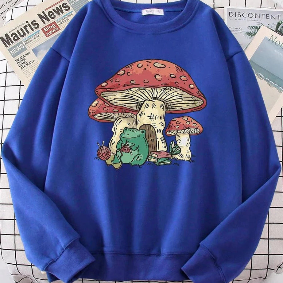 Y2k Mushroom House Frog Oversize Women's Sweatshirt